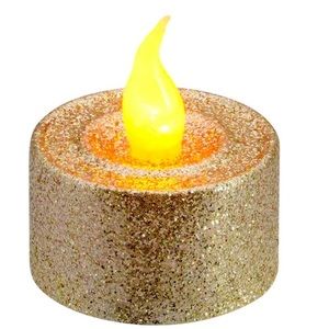12 Flameless LED flickering gold glitter Tealights